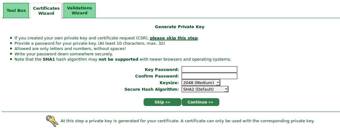 generowanie certyfikatu SSL